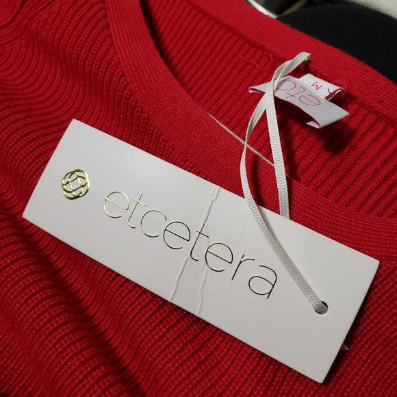 Etcetera Medium Red Knit Long Sleeve Sweater Dress NWT - Picture 6 of 9